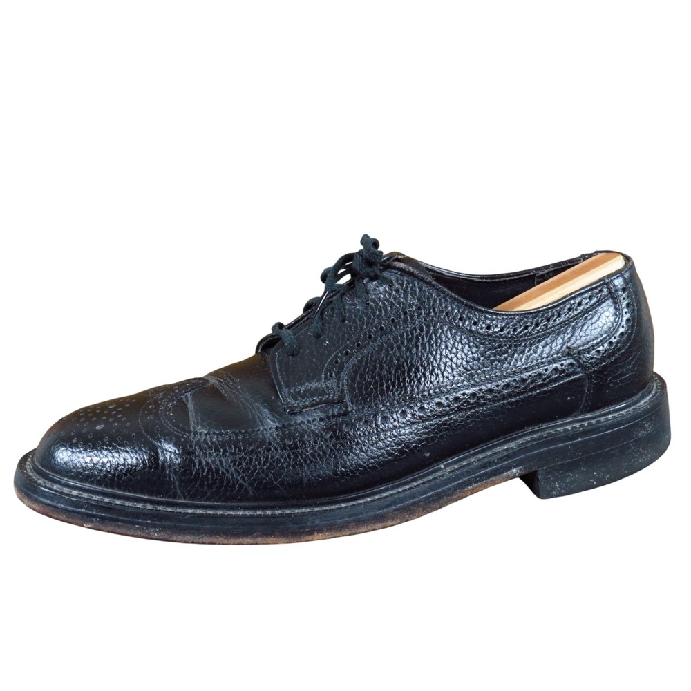 Nunn Bush Vintage Pebble Men Dress Shoe 9.5 Narrow Formal Business Black Leather